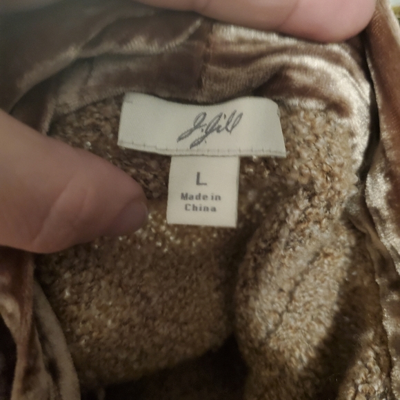 J.Jill Crushed Velvet Trim Cardigan Sweater - Picture 2 of 5